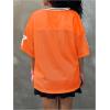 image:imageFloerns Girls Jersey Shirt Printed Oversized Short Sleeve Mesh Tee Shirts V Neck Sport Jersey ShirtsOrange
