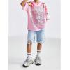 image:imageFloerns Girls Jersey Shirt Printed Oversized Short Sleeve Mesh Tee Shirts V Neck Sport Jersey ShirtsPink