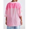 image:imageFloerns Girls Jersey Shirt Printed Oversized Short Sleeve Mesh Tee Shirts V Neck Sport Jersey ShirtsPink