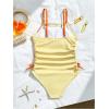 image:imageFloerns Girls One Piece Swimsuit Flower Bow Side Ruched Beach Vacation Bathing SuitYellow