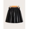 image:imageFloerns Girls PU Leather Elastic Waist Skirt Button Down A Line Short SkirtBlack