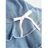 image:imageFloerns Girls Ruched Strapless Tube Top Bowknot Denim Dress Cute Tiered DressLight Wash