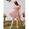 image:imageFloerns Girls Summer Boho Floral Dress Puff Short Sleeve Cold Shoulder Ruffle Hem A Line DressPink