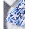 image:imageFloerns Girls Summer Floral Bow Front Puff Sleeve Dress Shirred Tiered Ruffle Hem A Line Long DressBlue