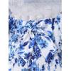 image:imageFloerns Girls Summer Floral Bow Front Puff Sleeve Dress Shirred Tiered Ruffle Hem A Line Long DressBlue