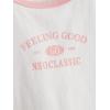 image:imageFloerns Girls Summer Print Short Sleeve Round Neck Crop Tops Tee ShirtsWhite and Pink