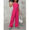 image:imageFloerns Girls Summer Two Piece Sets Button Up Waistcoat Vests Cargo Pants Clothing SetsHot Pink