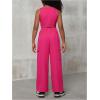 image:imageFloerns Girls Summer Two Piece Sets Button Up Waistcoat Vests Cargo Pants Clothing SetsHot Pink