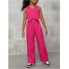 image:imageFloerns Girls Summer Two Piece Sets Button Up Waistcoat Vests Cargo Pants Clothing SetsHot Pink