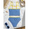 image:imageFloerns Girls Tankini Swimsuit Gingham Adjustable Straps Cute 2 Piece Bathing SuitBlue Multi