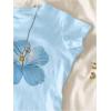 image:imageFloerns Girls Y2K Floral Graphic T Shirt Casual Short Sleeve Crew Neck Cute Summer TopsBlue