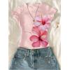 image:imageFloerns Girls Y2K Floral Graphic T Shirt Casual Short Sleeve Crew Neck Cute Summer TopsPink