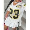 image:imageFloerns Girls Y2k Number Jersey Shirts V Neck Lace Streetwear Hip Hop T ShirtsWhite