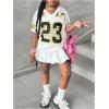 image:imageFloerns Girls Y2k Number Jersey Shirts V Neck Lace Streetwear Hip Hop T ShirtsWhite