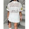 image:imageFloerns Girls Y2k Number Jersey Shirts V Neck Lace Streetwear Hip Hop T ShirtsWhite
