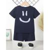 image:imageFloerns Toddler Boys 2 Piece Graphic Print Crewneck Tee Shirt and Track Shorts SetDark Blue