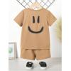 image:imageFloerns Toddler Boys 2 Piece Graphic Print Crewneck Tee Shirt and Track Shorts SetDark Brown