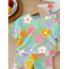 image:imageFloerns Toddler Girls 2 Piece Cute Outfit Short Sleeve Floral T Shirts with Shorts SetGreen