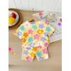 image:imageFloerns Toddler Girls 2 Piece Cute Outfit Short Sleeve Floral T Shirts with Shorts SetYellow