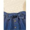 image:imageFloerns Toddler Girls Button A Line Belted Denim Skirt Elastic Waist Midi Jean SkirtsDark Wash