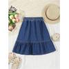 image:imageFloerns Toddler Girls Button A Line Belted Denim Skirt Elastic Waist Midi Jean SkirtsDark Wash
