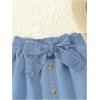 image:imageFloerns Toddler Girls Button A Line Belted Denim Skirt Elastic Waist Midi Jean SkirtsLight Blue
