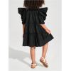 image:imageFloerns Toddler Girls Layered Hem Frill Puff Short Sleeve High Waist Tunic DressBlack