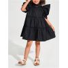image:imageFloerns Toddler Girls Layered Hem Frill Puff Short Sleeve High Waist Tunic DressBlack