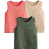 image:imageFloerns Boys 3 Pcs Sleeveless Crew Neck Pocket Casual Solid Tank TopGreen Beige