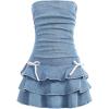 image:imageFloerns Girls Ruched Strapless Tube Top Bowknot Denim Dress Cute Tiered DressLight Wash