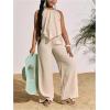 image:imageFloerns Girls 2 Piece Summer Outfits Hanky Hem Halter Top amp Wide Leg Long Pants SetKhaki
