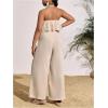 image:imageFloerns Girls 2 Piece Summer Outfits Hanky Hem Halter Top amp Wide Leg Long Pants SetKhaki
