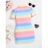 image:imageFloerns Girls Colorblock Striped Collared Dress Button Short Sleeve Casual Short DressesMulticolor