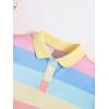 image:imageFloerns Girls Colorblock Striped Collared Dress Button Short Sleeve Casual Short DressesMulticolor