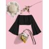 image:imageFloerns Girls Off The Shoulder Flounce Long Sleeve Ruched Blouse Crop TopsBlack