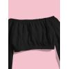 image:imageFloerns Girls Off The Shoulder Flounce Long Sleeve Ruched Blouse Crop TopsBlack