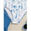 image:imageFloerns Girls One Piece Swimsuit Cute Bow Striped Print Bating Suit with Beach Cover Up SkirtDark Blue