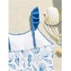 image:imageFloerns Girls One Piece Swimsuit Cute Bow Striped Print Bating Suit with Beach Cover Up SkirtDark Blue