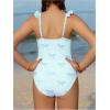 image:imageFloerns Girls One Piece Swimsuit Cute Bow Striped Print Bating Suit with Beach Cover Up SkirtLight Blue