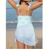 image:imageFloerns Girls One Piece Swimsuit Cute Bow Striped Print Bating Suit with Beach Cover Up SkirtLight Blue
