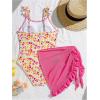 image:imageFloerns Girls One Piece Swimsuit Cute Bow Striped Print Bating Suit with Beach Cover Up SkirtPink White