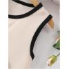image:imageFloerns Girls Pearl Beaded Ruffle Trim Tank Top Sleeveless Crew Neck Elegant TopsApricot