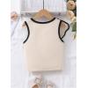 image:imageFloerns Girls Pearl Beaded Ruffle Trim Tank Top Sleeveless Crew Neck Elegant TopsApricot