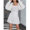 image:imageFloerns Girls Y2k Bowknot Long Sleeve Cropped Cardigan Open Front Cute Bolero Shrug SweaterWhite