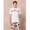 image:imageFloerns Mens Shirt and Shorts 2 Piece Sets Graphic Print Beach OutfitsBeige Tropical