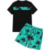 image:imageFloerns Mens Shirt and Shorts 2 Piece Sets Graphic Print Beach OutfitsMint Green