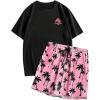 image:imageFloerns Mens Shirt and Shorts 2 Piece Sets Graphic Print Beach OutfitsPink Tropical