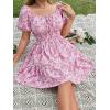 image:imageFloerns Womens Boho Square Neck Puff Short Sleeve Self Tie Front A Line DressPink Multi
