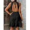 image:imageFloerns Womens Contrast Lace Sleeveless Halter Dress Backless Vacation A Line DressBlack