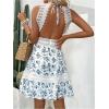 image:imageFloerns Womens Contrast Lace Sleeveless Halter Dress Backless Vacation A Line DressBlue Floral